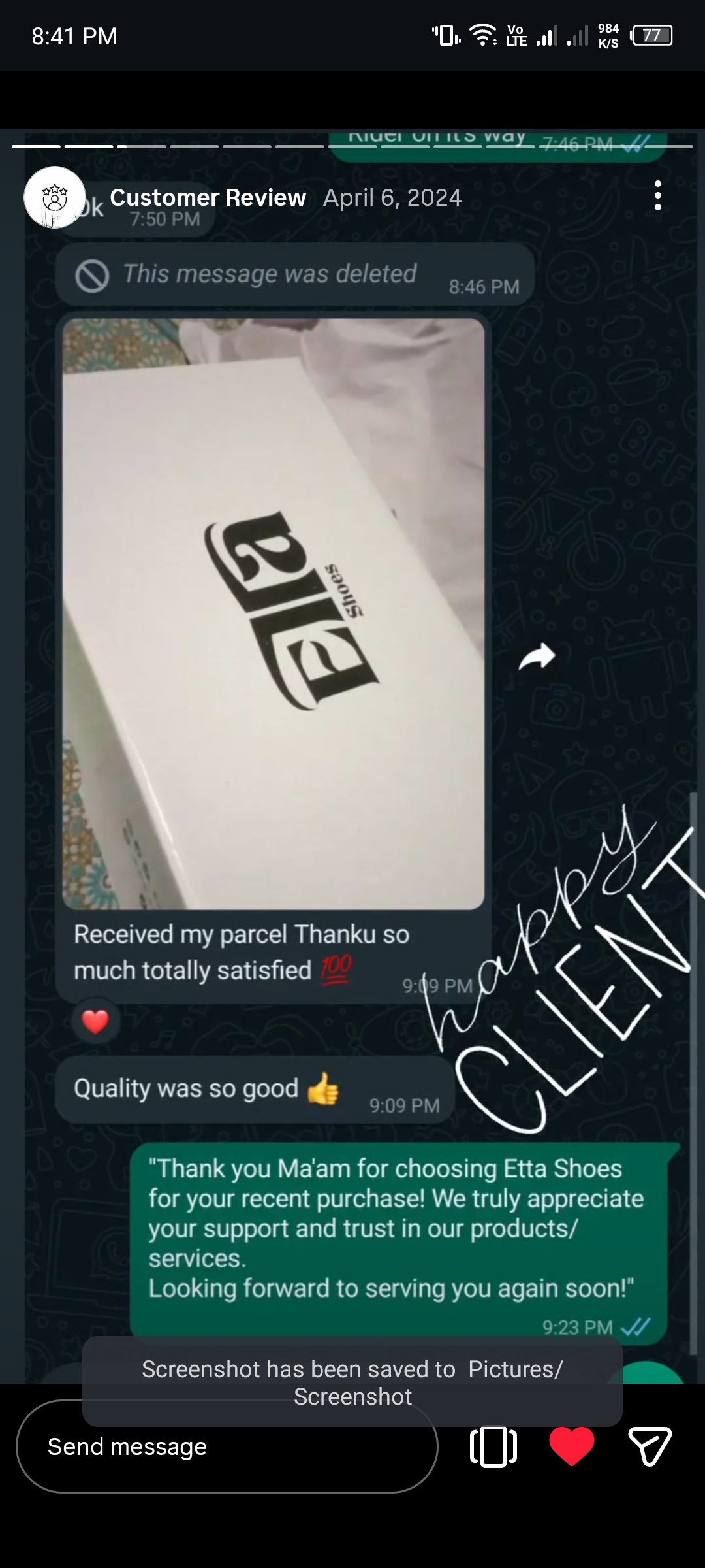 Customer screenshot 3